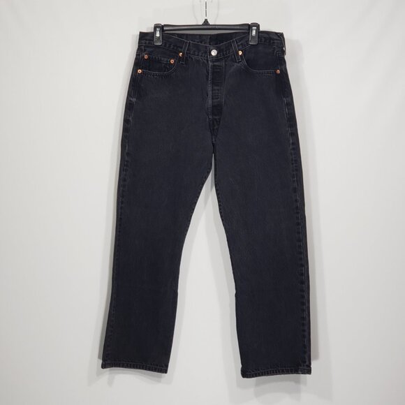 Vintage Levis 501  Black Buttonfly Jeans   Straight Leg  Men's Actual Size 34X28 - Picture 1 of 5